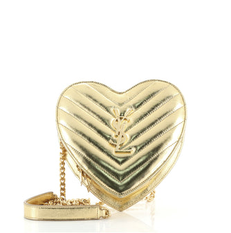 Saint Laurent Love Heart Chain Bag Matelasse Chevron Leather Small