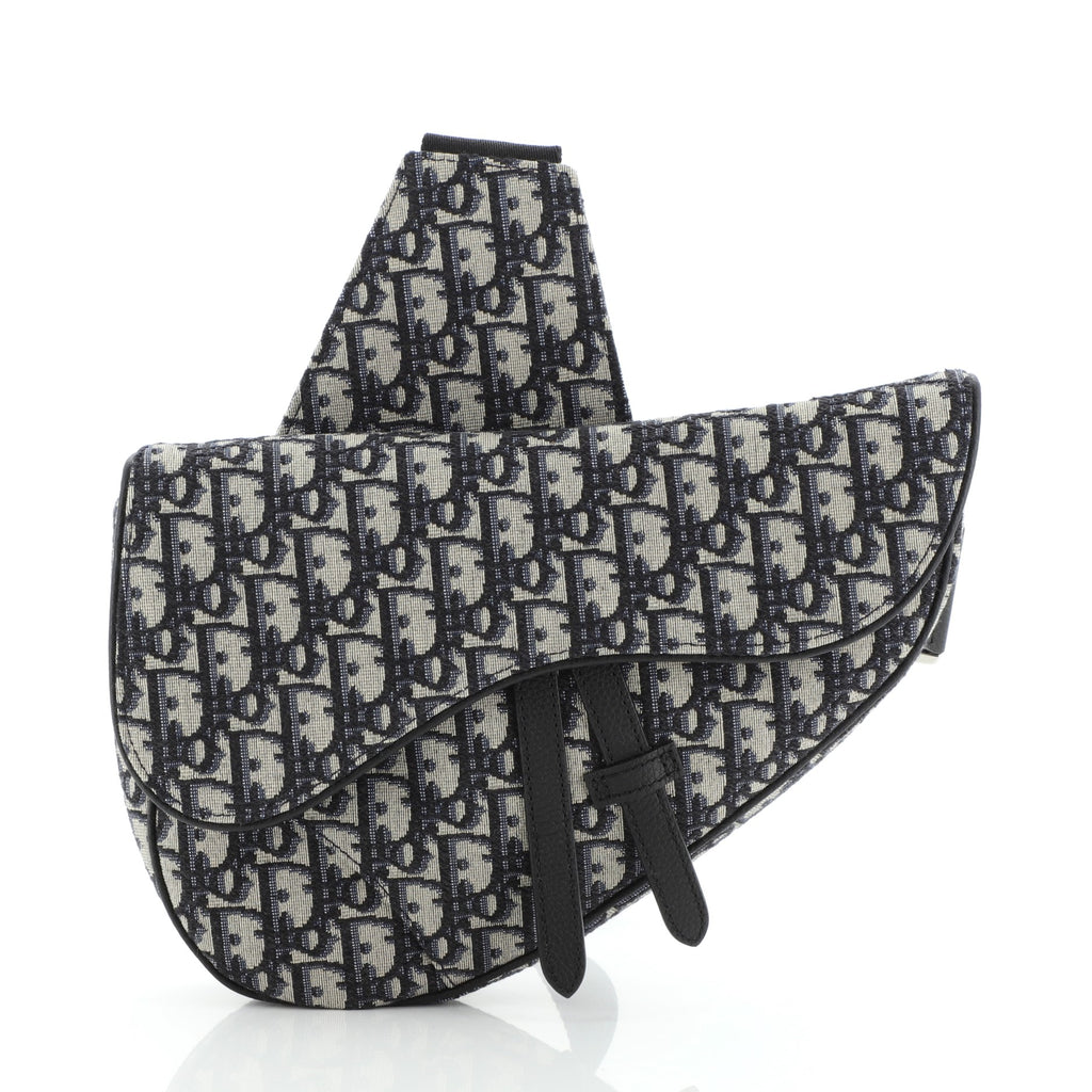 Christian Dior Oblique Saddle Pouch w/ Chain - Blue Crossbody Bags,  Handbags - CHR356257