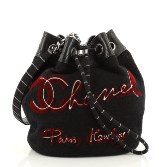 Chanel Paris-Hamburg Drawstring Bucket Bag Embroidered Wool Small