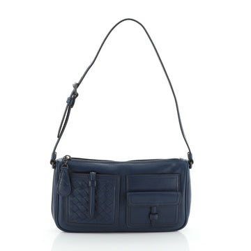 Bottega Veneta Multi Pocket Shoulder Bag Leather and Intrecciato Nappa Small