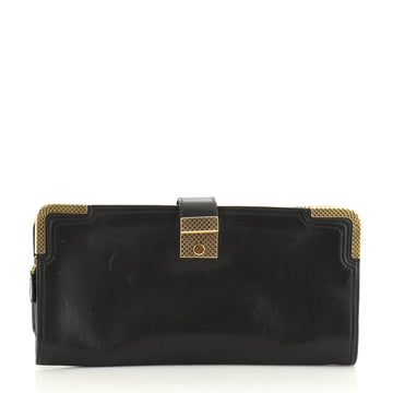Bottega Veneta Folding Double Zip Clutch Leather with Metal Detail