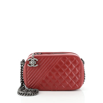 Chanel Coco Boy Camera Bag Quilted Leather Small
