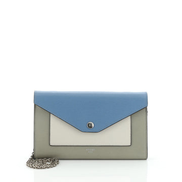 Celine Pocket Envelope Wallet on Chain Leather Large