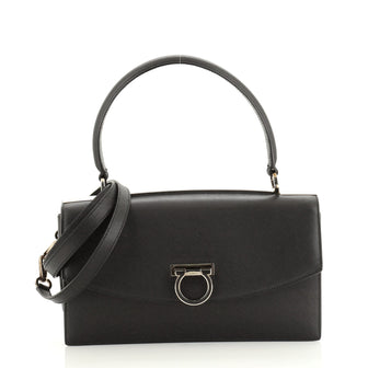 Salvatore Ferragamo Gancini Convertible Top Handle Bag Saffiano Leather Medium