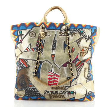 Chanel Paris-New York Street Spirit Shopping Tote Graffiti Printed Canvas Maxi