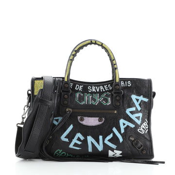 Balenciaga City Graffiti Classic Studs Bag Leather Small