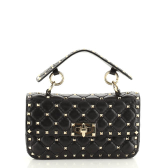 Valentino Rockstud Spike Flap Bag Quilted Leather Small