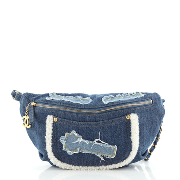 Chanel Egyptian Hieroglyph Waist Bag Denim and Shearling