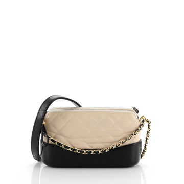 Chanel Gabrielle Double Zip Clutch with Chain Quilted Aged Calfskin