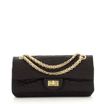 Chanel Reissue 2.55 Flap Bag Crocodile Quilted Satin 225