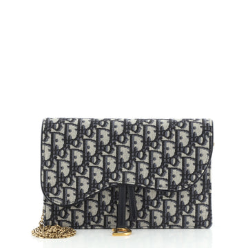 Christian Dior Saddle Chain Clutch Oblique Canvas