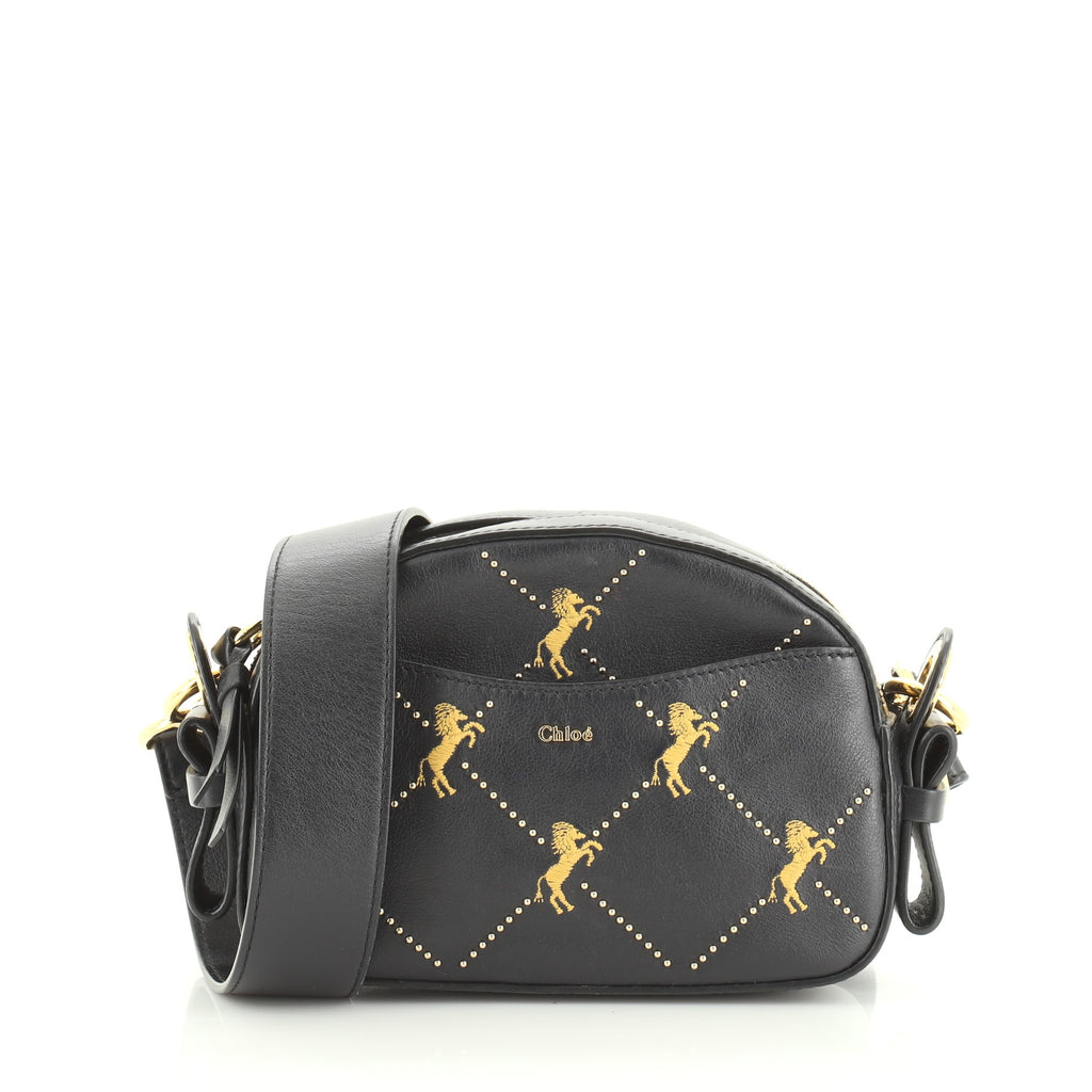 Chloé studded embroidered 2025 leather shoulder bag