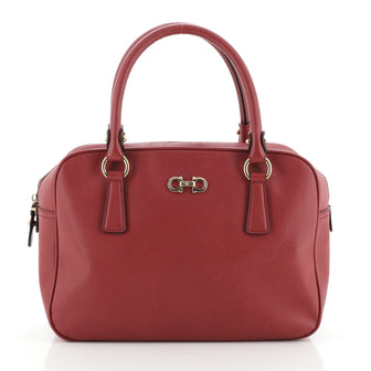 Salvatore Ferragamo Gancio Bowling Bag Saffiano Leather Small