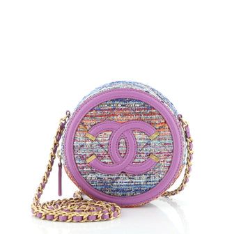 Chanel Filigree Round Clutch with Chain Quilted Tweed Mini