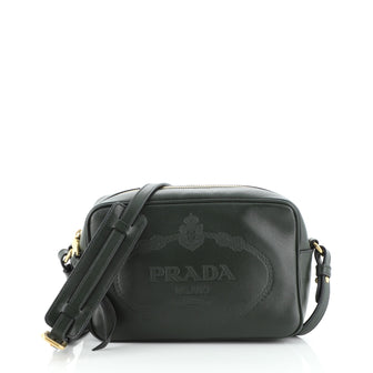 Prada Logo Camera Bag Embossed Leather Small