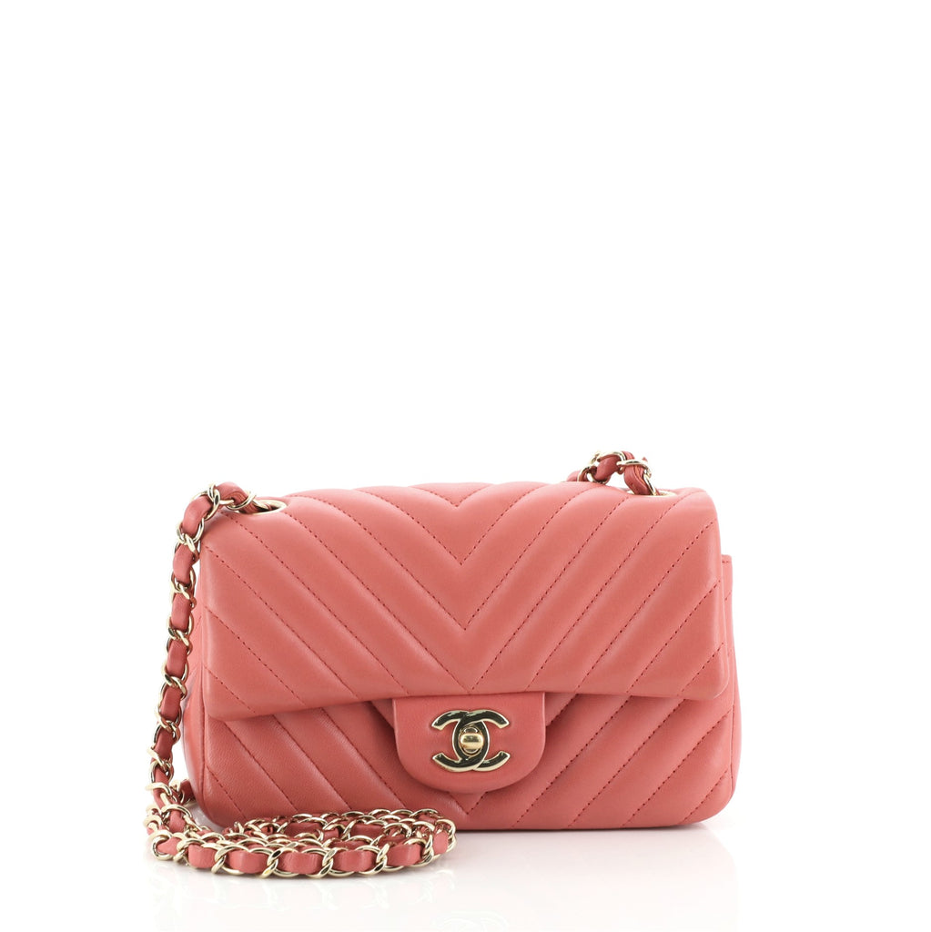 Chanel Classic Single Flap Bag Chevron Lambskin Mini Pink 2467571
