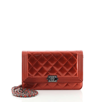 Chanel Boy Wallet on Chain Quilted Patent