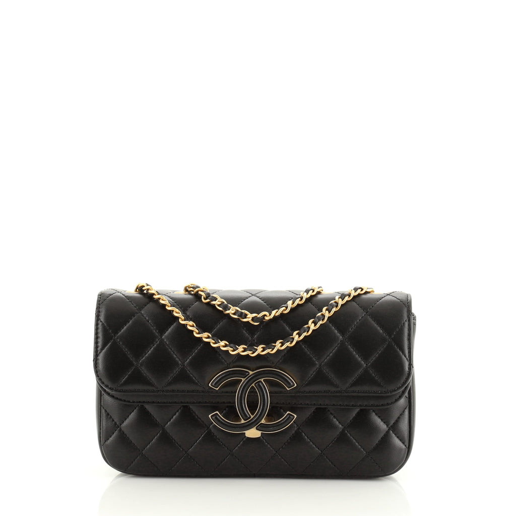 Chanel CC Chic Double Flap Bag Quilted Lambskin Small Black 57091156