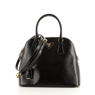 Prada Zip Around Convertible Dome Satchel Vernice Saffiano Leather North South