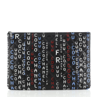 Chanel Data Center O Case Clutch Quilted Printed Lambskin Large
