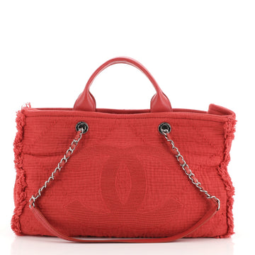 Chanel Double Face Deauville Tote Fringe Quilted Canvas Medium