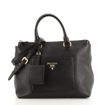 Prada Pocket Convertible Zip Satchel Vitello Daino Medium
