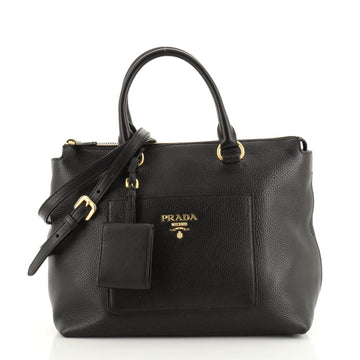 Prada Pocket Convertible Zip Satchel Vitello Daino Medium