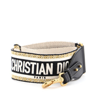 Christian Dior Logo Shoulder Strap Embroidered Canvas