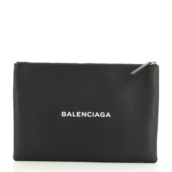 Balenciaga Everyday Logo Pouch Printed Leather Large