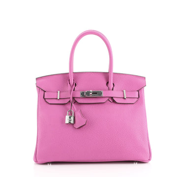 Hermes Birkin Handbag Pink Clemence with Palladium Hardware 30