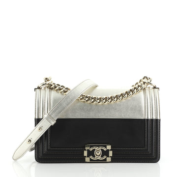 Chanel Bicolor Boy Flap Bag Calfskin Old Medium