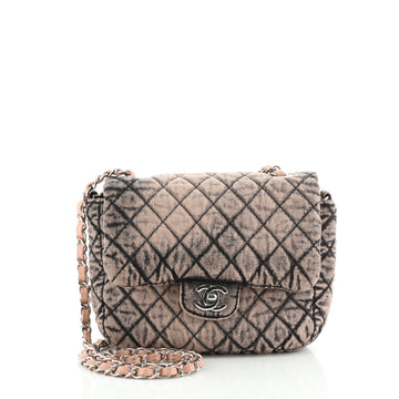 Chanel CC Chain Flap Bag Quilted Distressed Denim Small