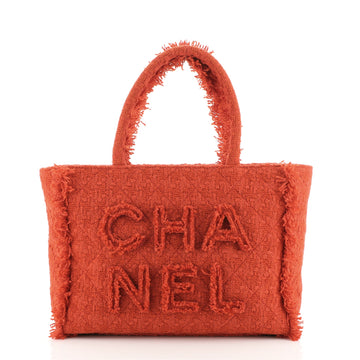 Chanel Giant Logo Shopping Bag Quilted Tweed Medium