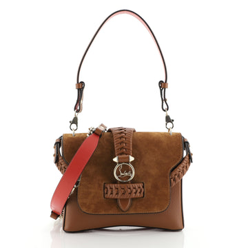 Christian Louboutin Rubylou Convertible Satchel Suede with Woven Leather Detail Small