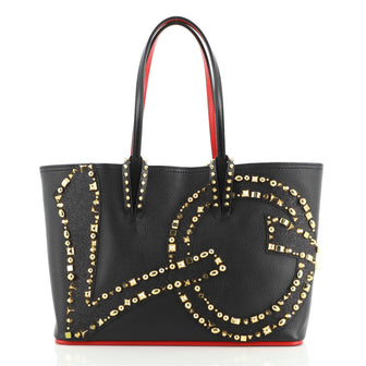 Christian Louboutin Cabata East West Tote Studded Glitter and Leather Small