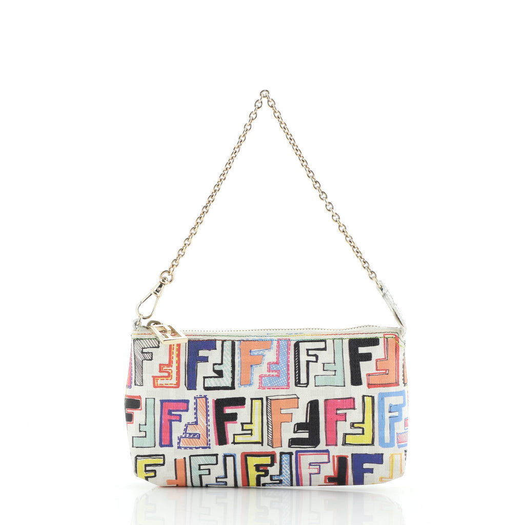 Fendi Zucchino Multicolor Chain Pochette, Fendi Handbags