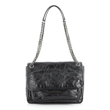 Saint Laurent Niki Chain Flap Bag Matelasse Chevron Leather Medium