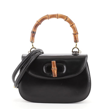 Gucci Vintage Convertible Bamboo Top Handle Bag Leather Medium