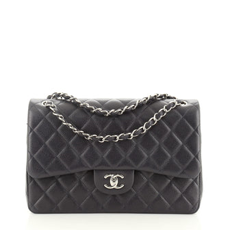 Chanel Classic Double Flap Bag Quilted Caviar Jumbo