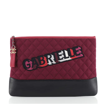 Chanel Gabrielle O Case Clutch Quilted Felt and Calfskin Large