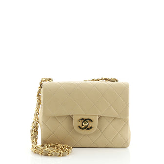 Chanel Vintage Square Classic Single Flap Bag Quilted Lambskin Mini