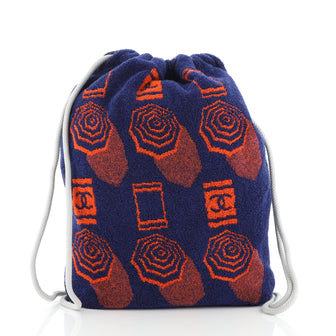 Chanel Vintage Drawstring Backpack Terry Cloth Medium