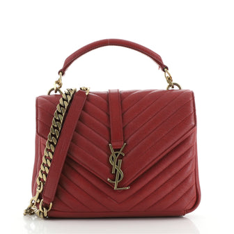 Saint Laurent Classic Monogram College Bag Matelasse Chevron Leather Medium