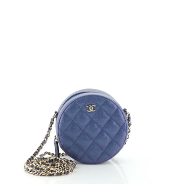 Chanel Round Clutch with Chain Quilted Iridescent Caviar Mini