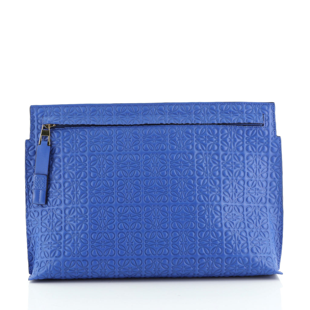 Loewe T Pouch Anagram Embossed Leather Blue 57112196