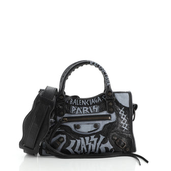 Balenciaga City Graffiti Classic Studs Bag Leather Mini