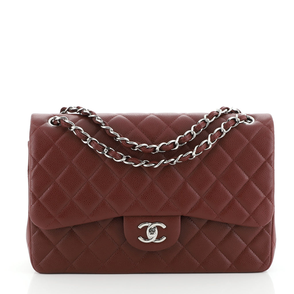 Chanel Classic Double Flap Bag Quilted Caviar Jumbo Red 5711278