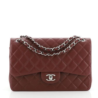 Chanel Burgundy Quilted Lambskin Classic Flap Bag Gold Hardware