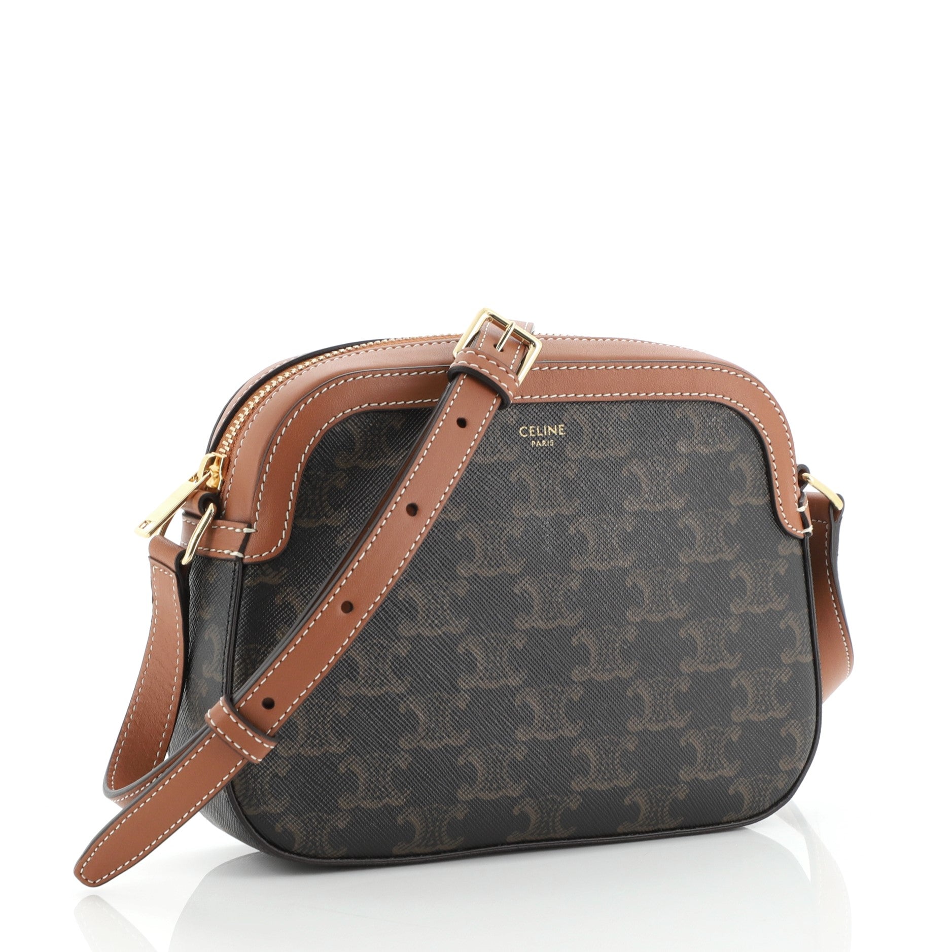 Celine Camera Bag Triomphe Coated Canvas Small Brown 571128