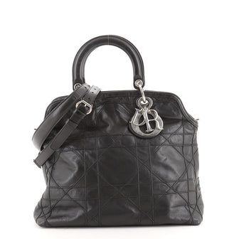 Christian Dior Granville Satchel Cannage Quilt Leather Medium